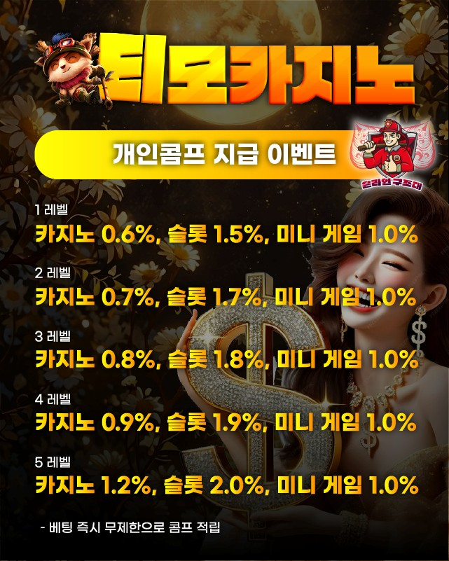 티모카지노 개인콤프 이벤트 배너, 카지노 슬롯 콤프 포인트