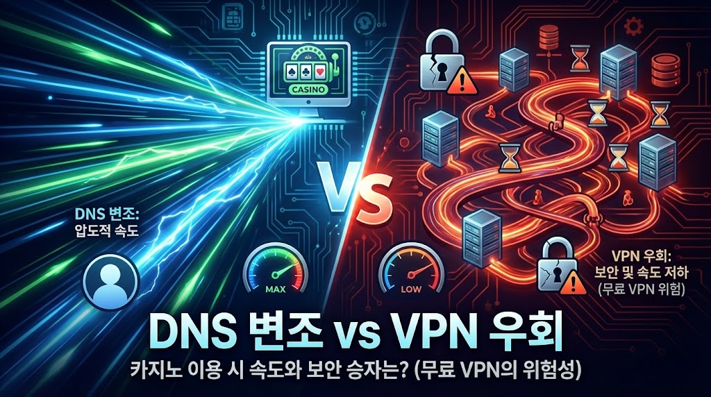 DNS 변조 vs VPN 우회: 카지노 이용 시 속도와 보안 승자는? (무료 VPN의 위험성)